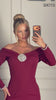 Rochie Dalma midi cu maneci tip barcuta si brosa la bust