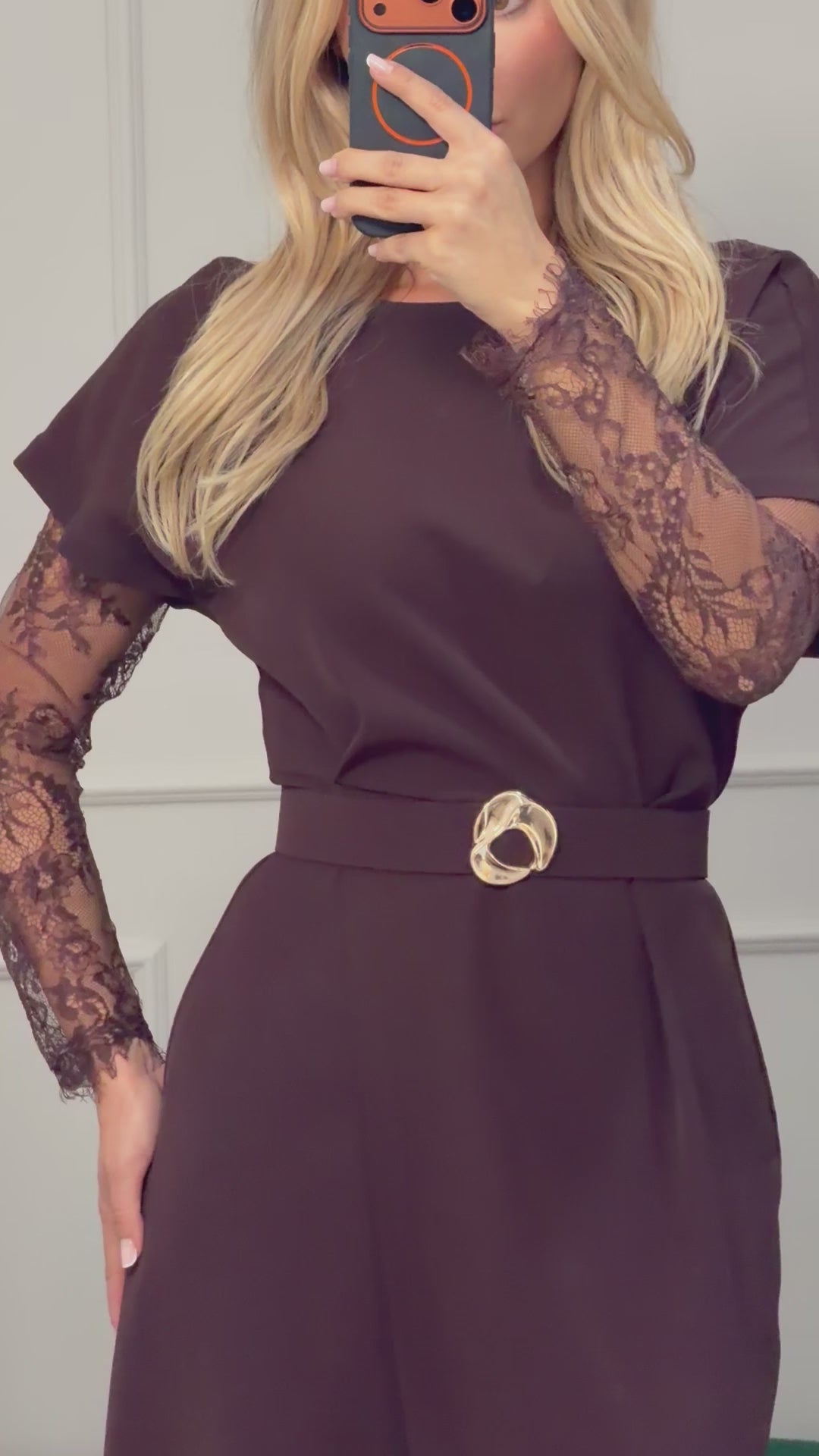 Rochie Callypso midi cu maneci detașabile din dantela