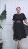 Rochie Denise midi plisată cu accesoriu pietre în talie