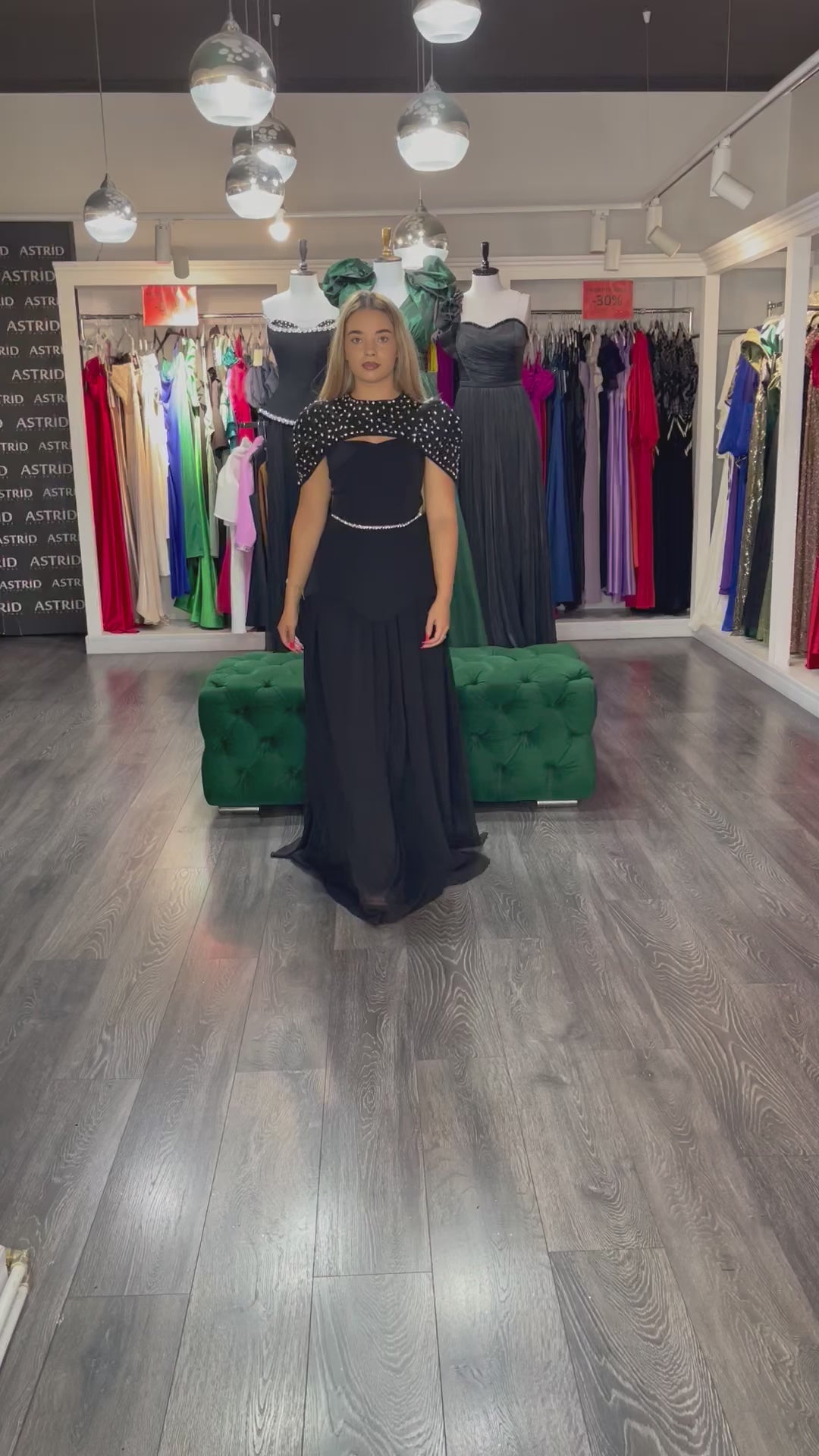 Rochie Laila lungă pietre în talie și capa detașabilă