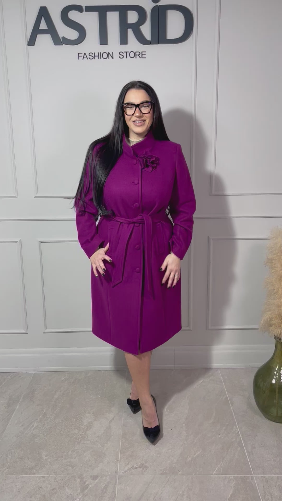 Paton Gart închidere cu naturi cordon în talie și accesoriu floare